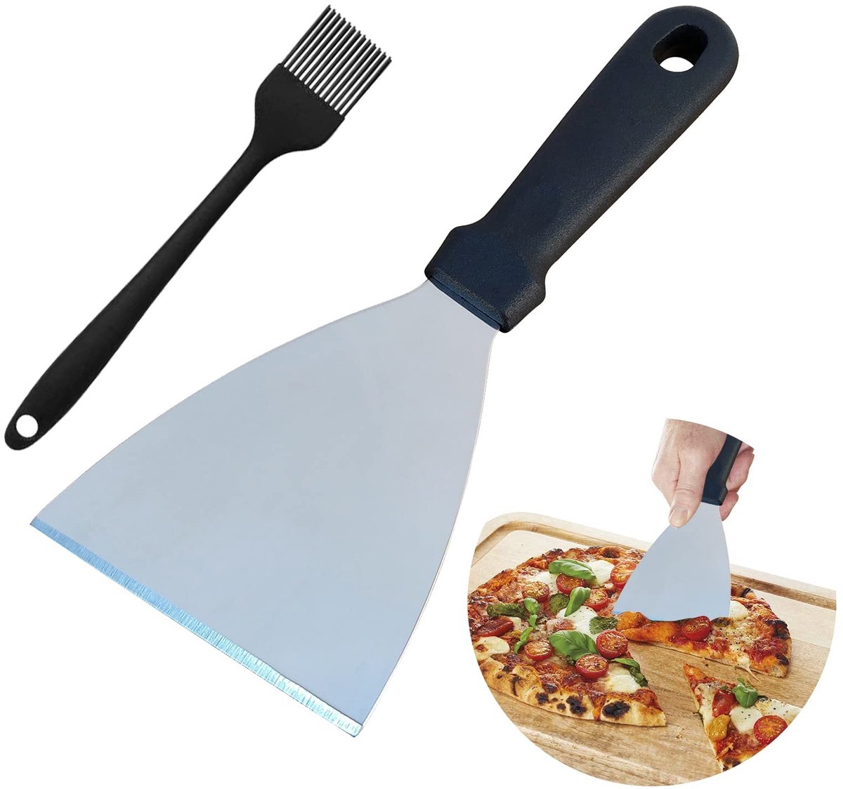 SPHProducts - Grillspatel - Roestvrij staal - Vaatwasserbestendig - Grillen en bakken - 2 stuks - Geschikt voor elke keuken - Medium formaat