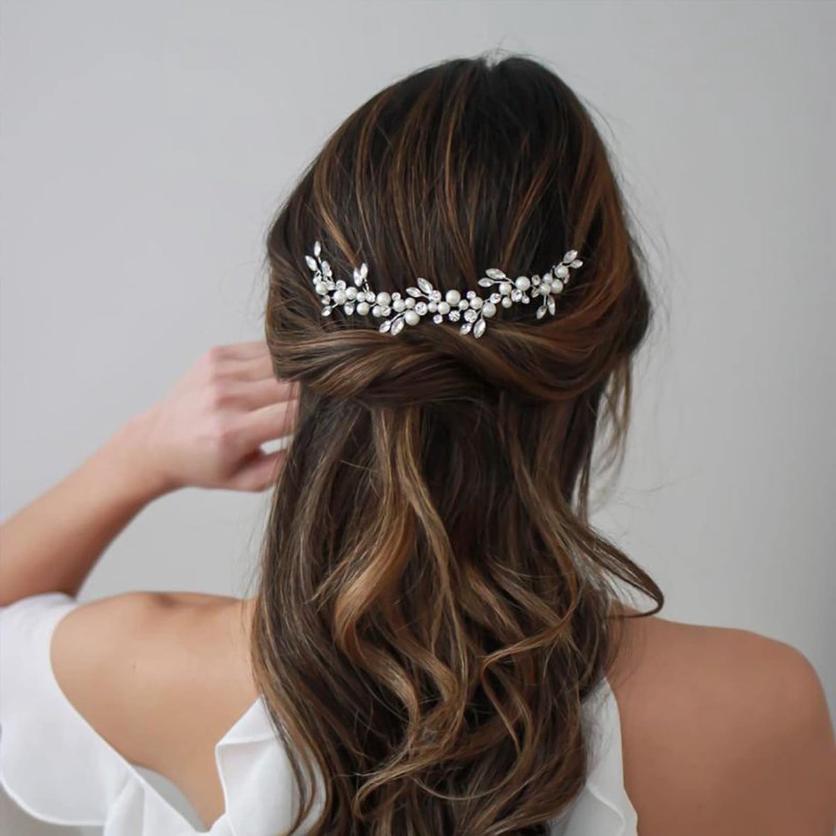 Elegante Kristallen Bruidshaaraccessoire met Parels voor Bruiloft en Feest