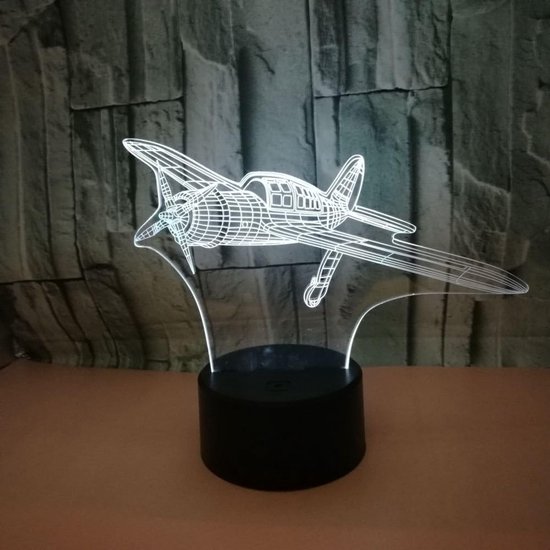 Nachtlampje Vliegtuig - Decoratie Lamp - Kinderkamer Verlichten - 7 Kleuren Verandering - 8.5 x 17 x 17 cm - Meerkleurig — afbeelding 3