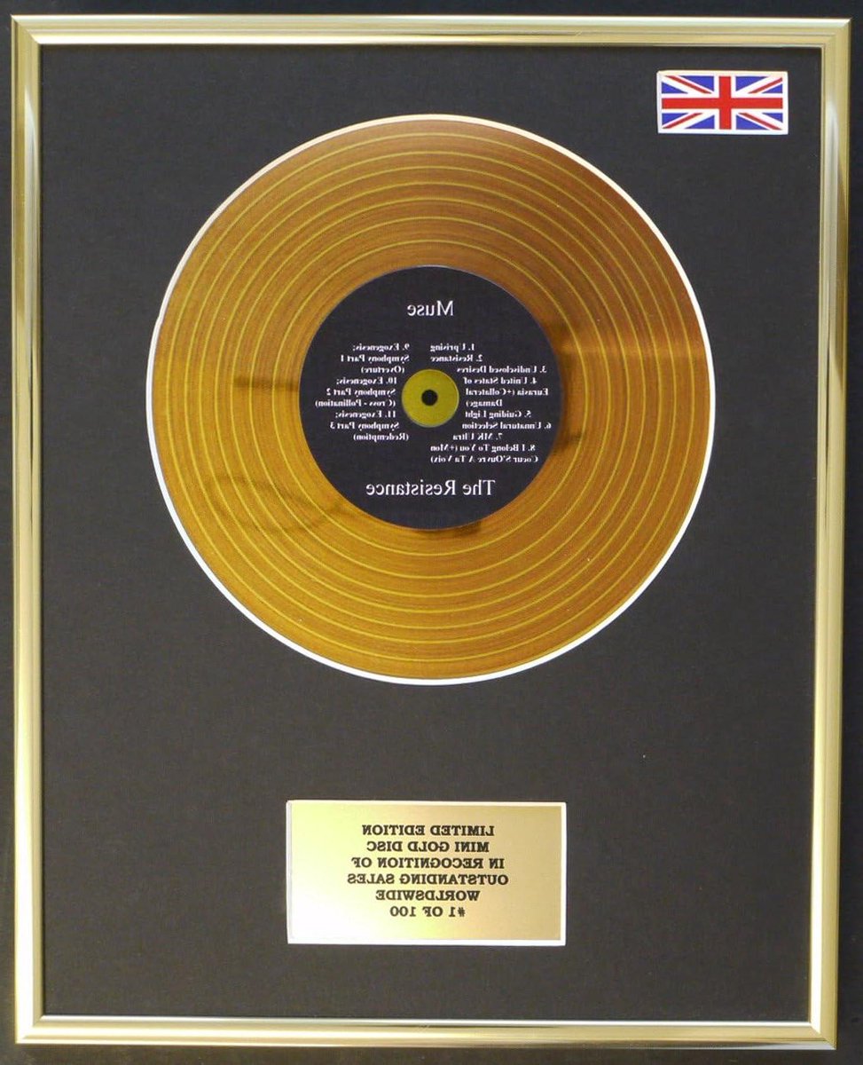 Muziek Display - Gouden Schijf - Verzamelen Muziek - Beperkte Editie - 30x25 cm - Goud