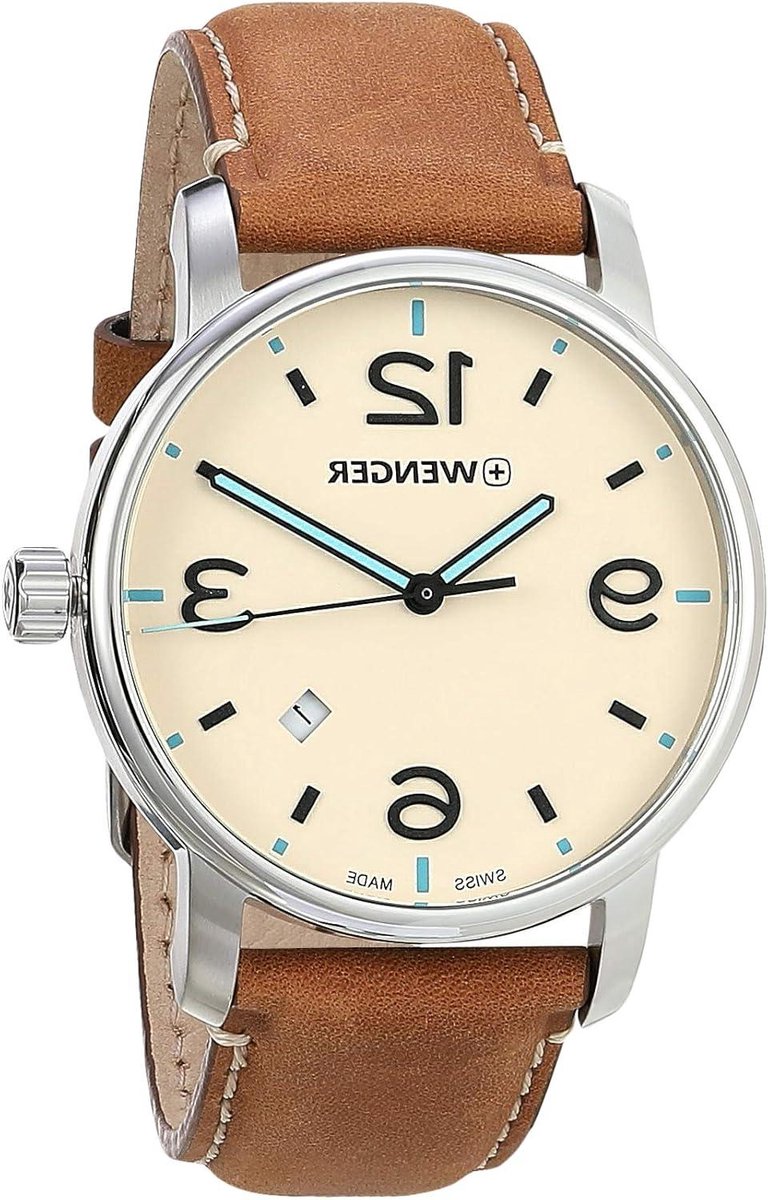 Unisex Polshorloge - Leren Band Horloge - Tijd Weergeven - Zwitsers Gemaakt - 42mm - Bruin