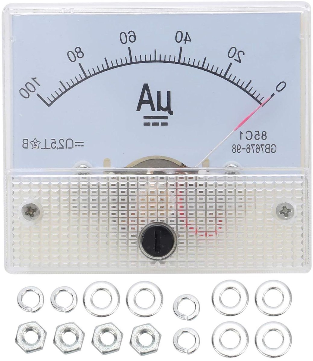 Analoge Ampèremeter - Stroommeter Paneel - Stroom Meten - Pointer Type - 100UA - Wit