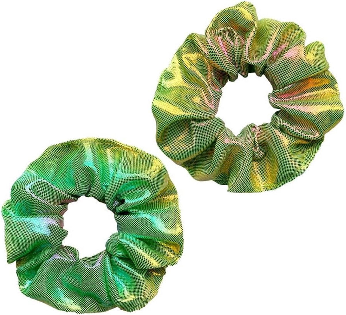 Set van 2 Elastische Haarbanden, Glanzende Metallic Scrunchies, Regenboog Haaraccessoires voor Vrouwen, Meisjes en Tieners, Perfect voor Diverse Haarstijlen