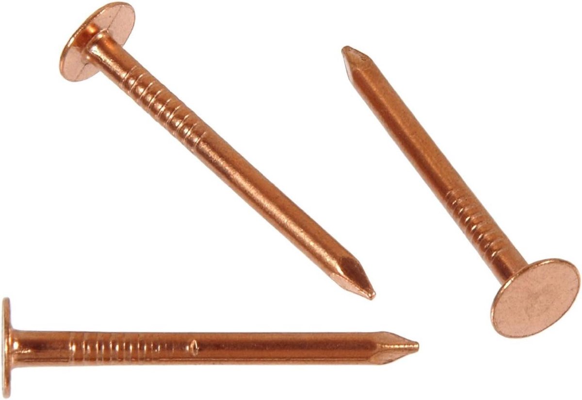 Koperen Dakspijkers - Dakpannen Spijkers - Dakbedekking Bevestigen - Grote Platte Kop - 366 g - Koper