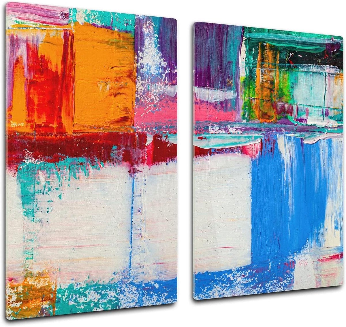 Glazen Keukenbord - Glassnijplank Werkblad - Keukenwerk Uitbreiden - Krasvast Gehard Glas - 60 x 52 cm - Abstract Art