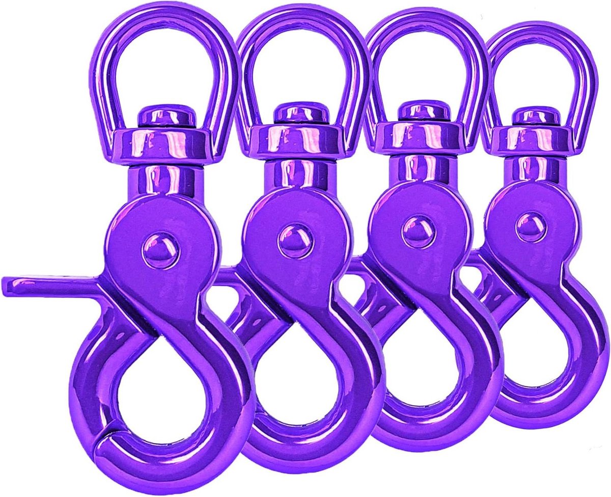 Schaar-karabijnhaak draaikop - Draaibare haak Klik sluiting - Hondenriem bevestigen Hobby projecten - Verdraaiing verminderend scharnier - 61 mm - Violet