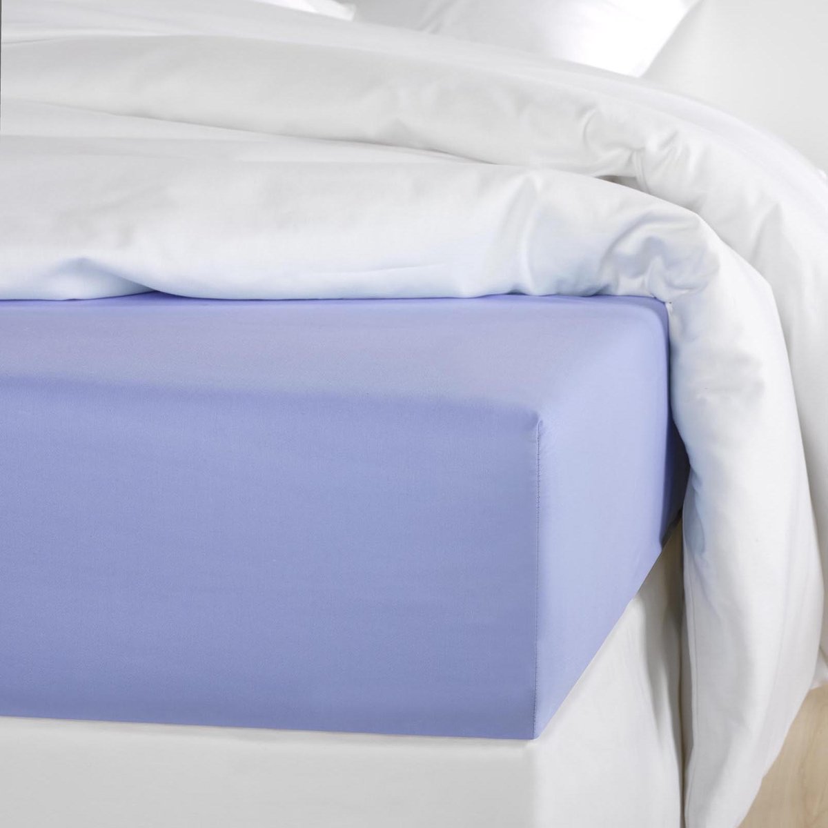 De Witte Lietaer Hoeslaken Olivia Sky Blue - 180 x 200/220 x h 30 - Blauw - Katoen Satijn
