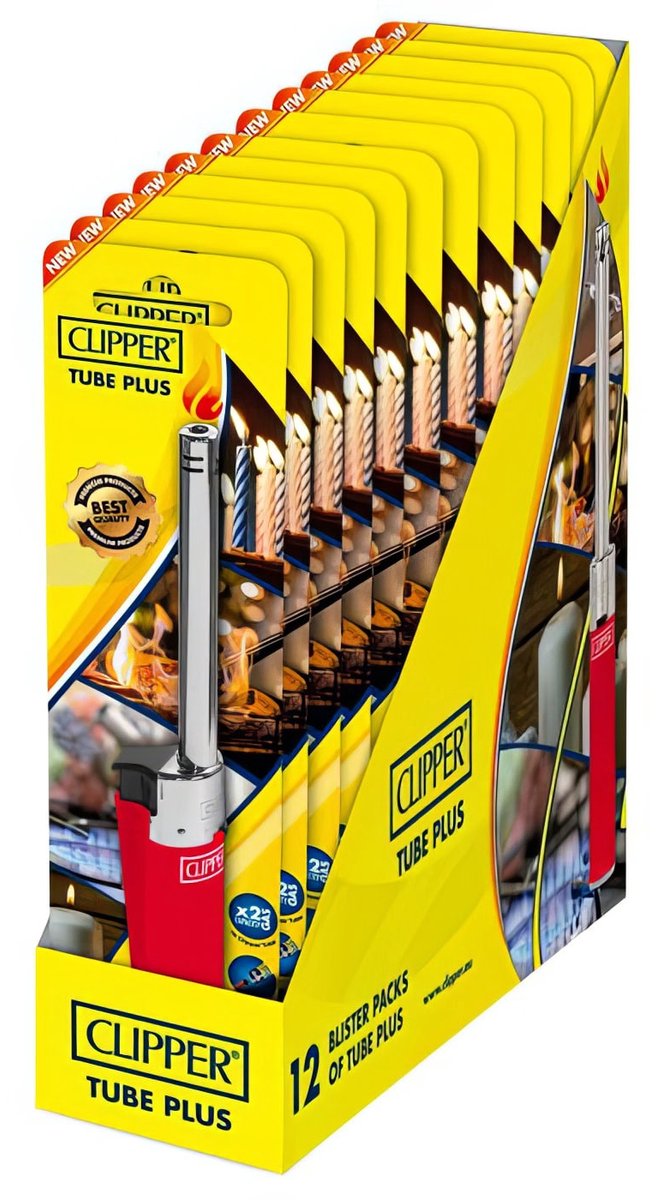 Clipper Tube Plus Multifunctionele Aanstekers Animal Print Blister Display (12 stuks)
