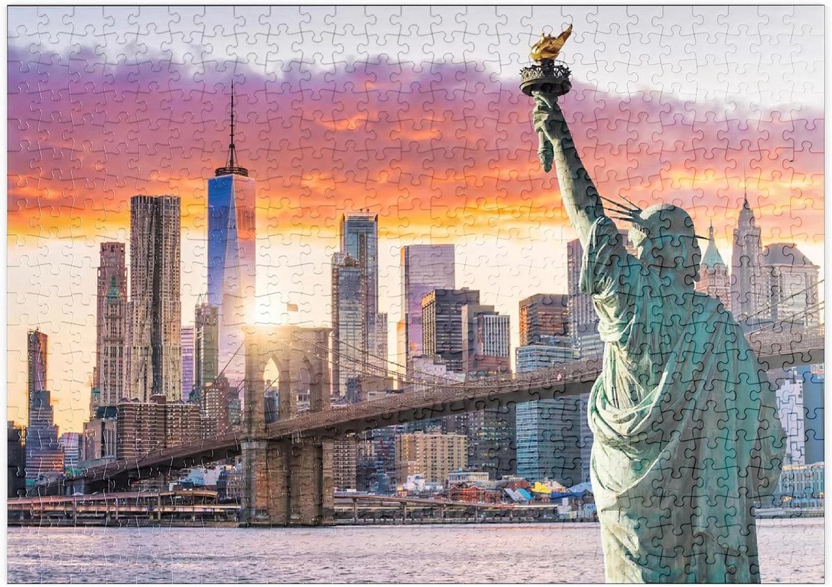 Legpuzzel Vrijheidsbeeld New York - Stadsgezicht Puzzel - Ontspanning en concentratie - Hoge resolutie print - 500 Stukjes - Meerkleurig
