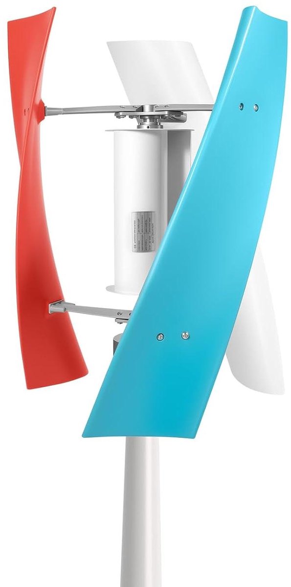 Verticale Windturbine - Windmolen Generator - Energie Opwekken - Stille Werking - 12V 400W - Gekleurde Rotorbladen