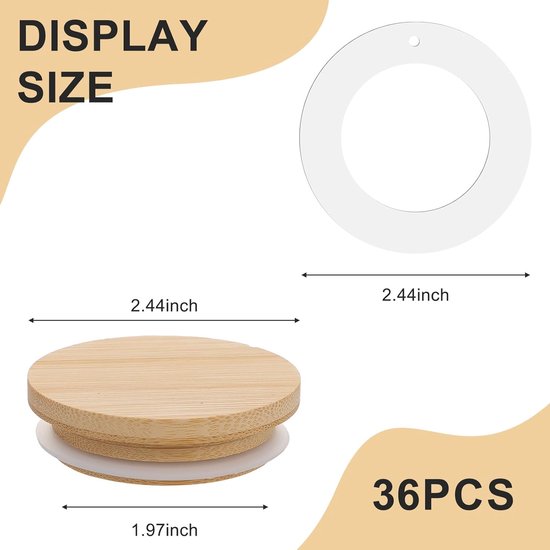 Yoghurtpot Dekselset - Bamboe Dekseltjes - Potten Afsluiten - Met Siliconen Ring - 62 cm Diameter - Bamboe — afbeelding 4