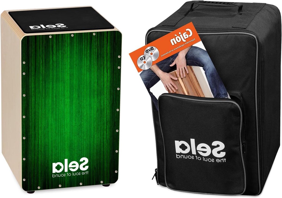 Cajon set - Percussie instrument - Muziek maken - Inclusief lesmateriaal - 58 kg - Groen