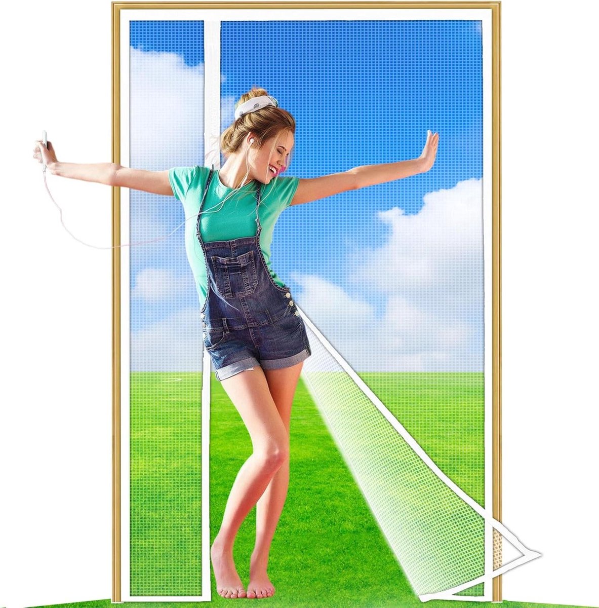 Hordeur Magnetisch - Insectenhor Deur - Buiten Binnen Houden - Automatisch Sluitend - 80x205 cm - Wit