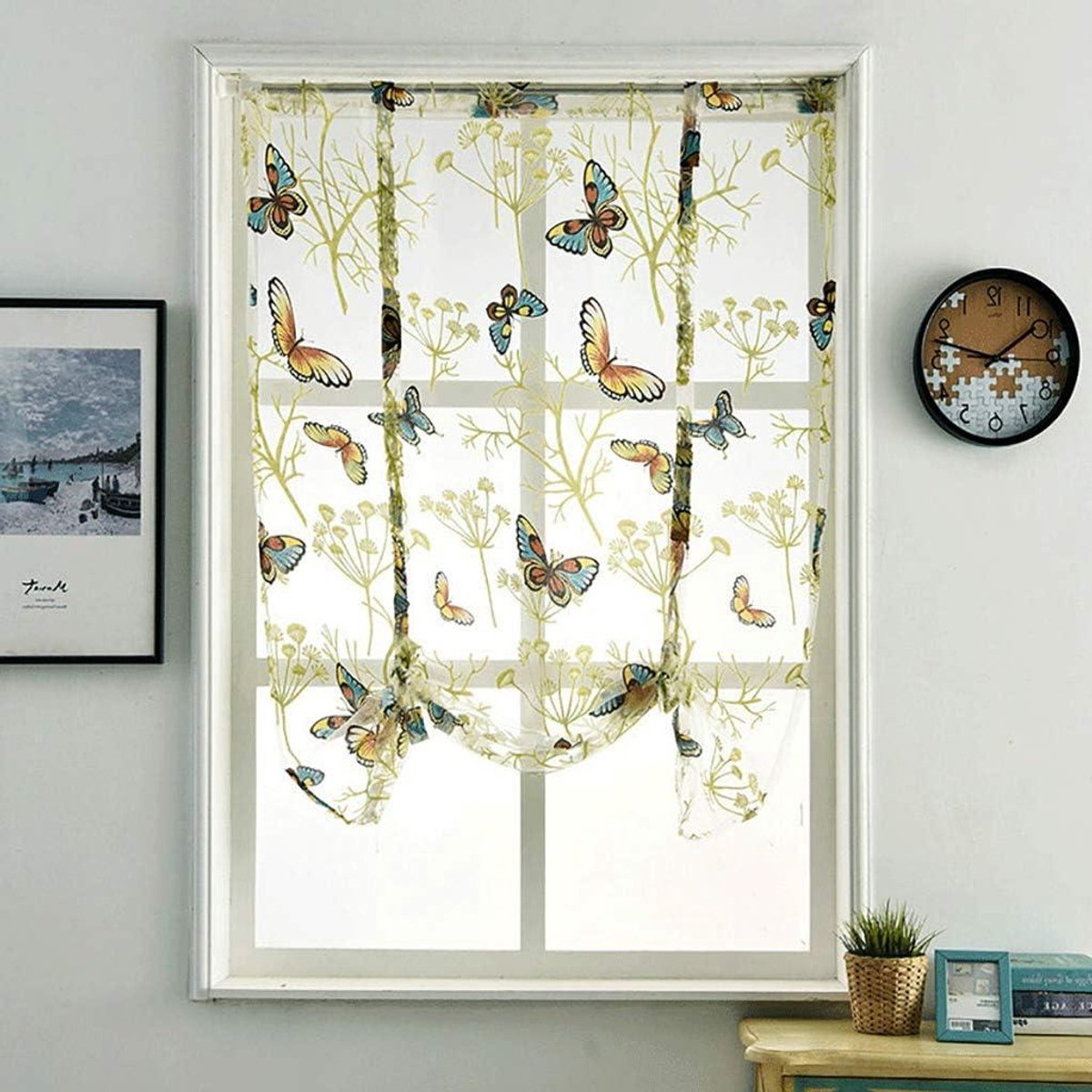 Romeinse jaloezieën - Vouwgordijnen - Privacy en licht - Bloemenprint - 100x120cm - Groen