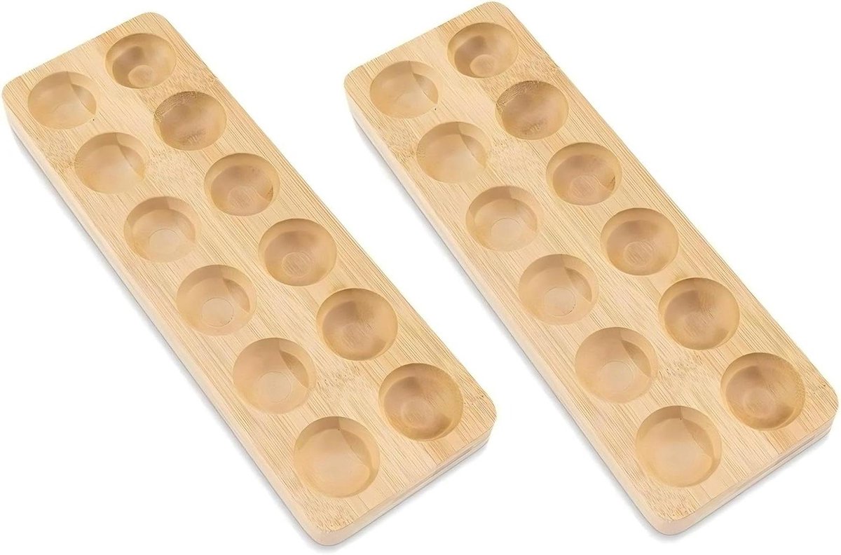Houten eierhouder - Eierskelter bak - Eieren bewaren - Handgemaakte afwerking - 12 gaten - Hout