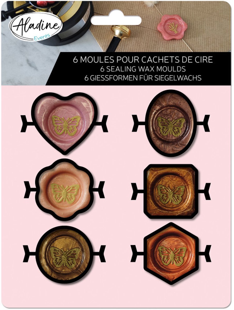 Aladine zegelwas stempel mallen set - creatieve knutselset 6 stuks.
