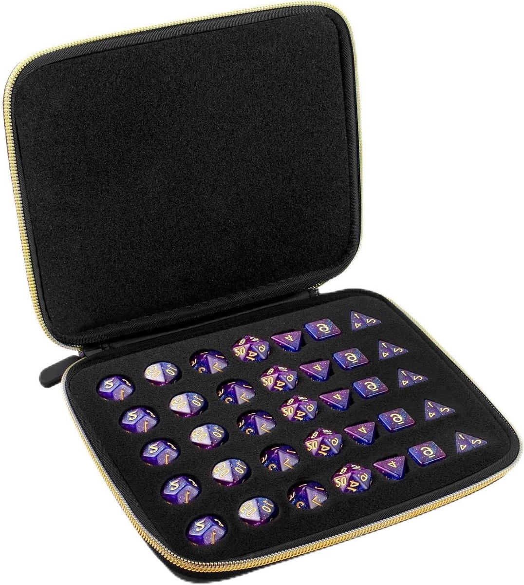 Dobbelsteen Opbergdoos - Dobbelspel Tas - Tabletop Rollenspellen - Hard EVA PU Leer - 35 dobbelstenen - Zwart