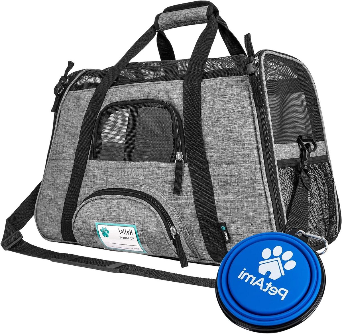 Reisdrager Huisdieren - Draagtas Kat Hond - Veilig Reizen - Luchtvaartmaatschappij Goedgekeurd - 43 x 26 x 28 cm - Grijs