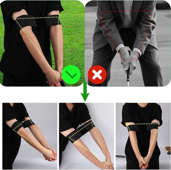 Cosensi- Golf Grip Trainer - Comfortabele Gebreide Grip - Swing Correctie Armband - Verbeterde Handpositie - Oefening voor Swingmechanica - Zwart - Golf Trainingshulpmiddel van Cosensi — afbeelding 4