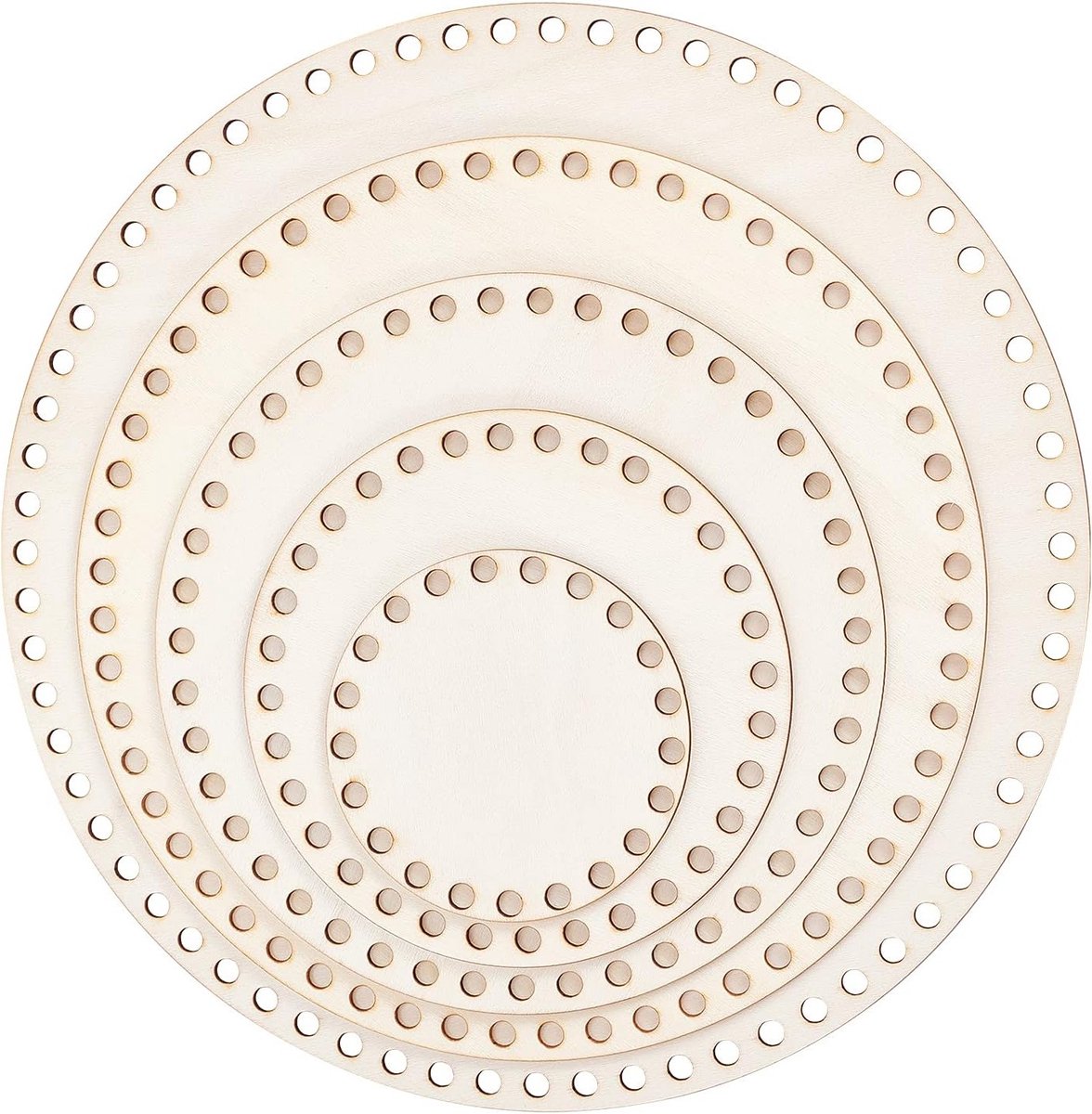 Natuurlijke Houten Mand Bodem in 5 Maten voor DIY Haakprojecten, Ronde Cirkel voor Kerstdecoratie en Weven, Burlywood, 10/15/20/25/30 cm