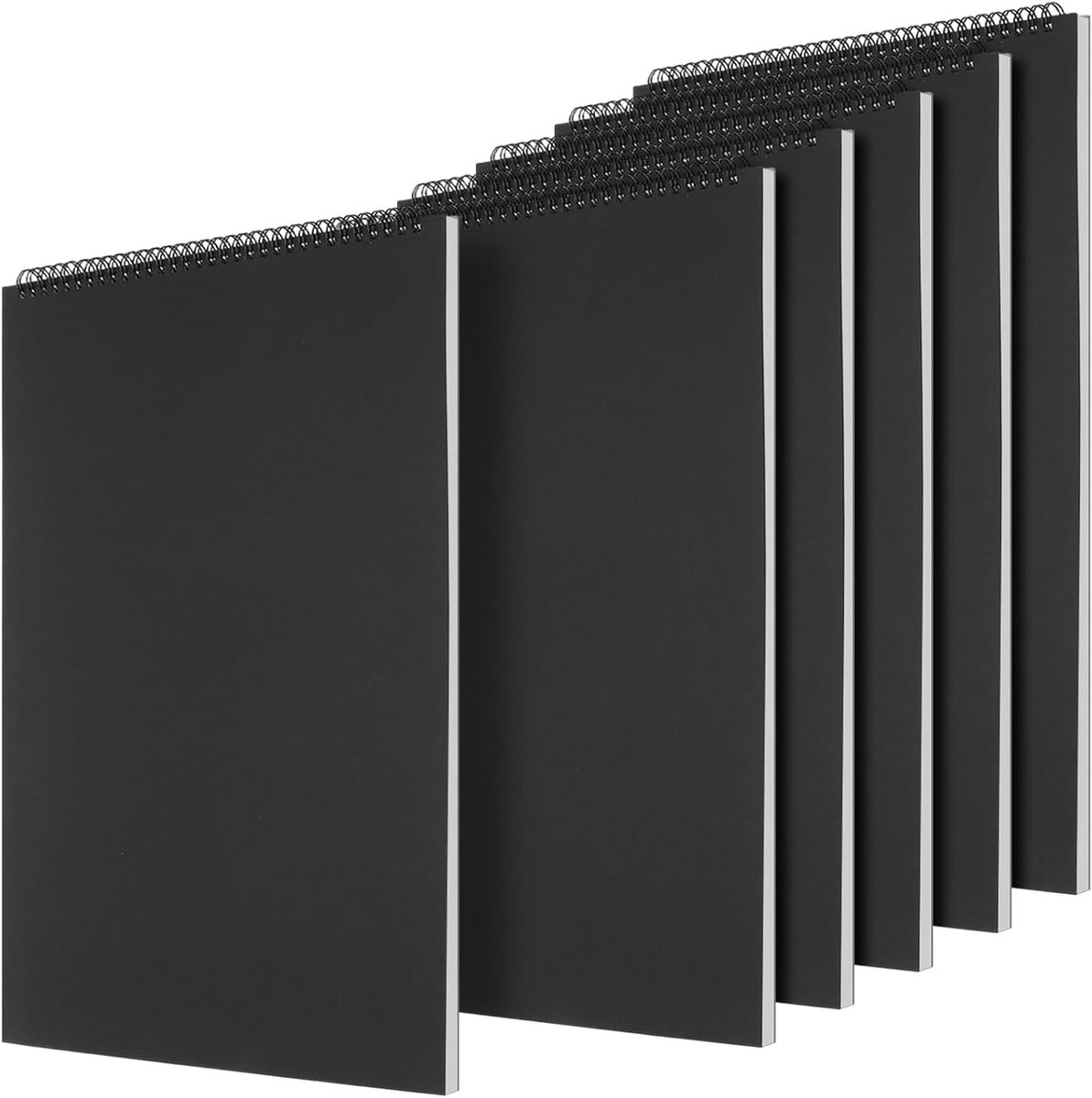 6 Stuks A3 Spiraalgebonden Schetsboek - 30 Vellen/60 Pagina's Tekenblok, 160 g/m² Zwart Hardback voor Creatief Schetsen en Portrettekenen