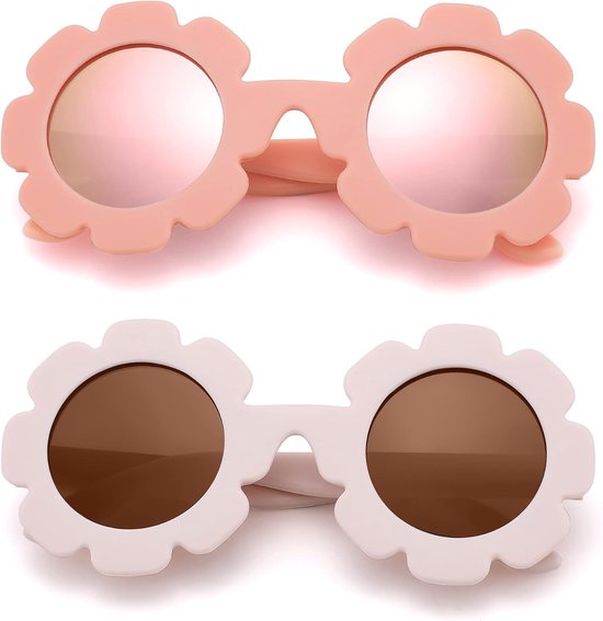 Baby Zonnebril - Kinderzonnebril Meisjes - Bescherming Tegen Zon - Flexibel Bloem Design - 0-24 Maanden - Roze — afbeelding 2