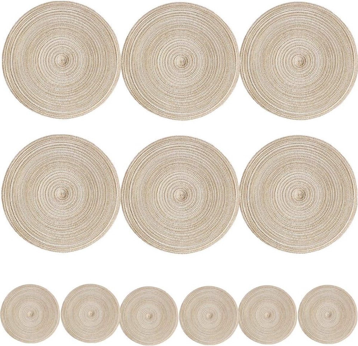 Ronde Woven Placemat Set van 12 Stuks - Antislip, Warmtebestendig en Wasbaar Tafelgerei voor Eettafel en Feestelijke Gelegenheden