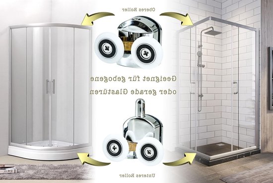 4 stuks 23 mm douchedeurwieltjes - reserveonderdelen - 2 bovenste en 2 onderste wielen voor douchedeuren - douchecabines en glazen deuren (4-6 mm) - verstelbare wieltjes voor gebogen en rechte toepassingen van Merkloos	 — afbeelding 3