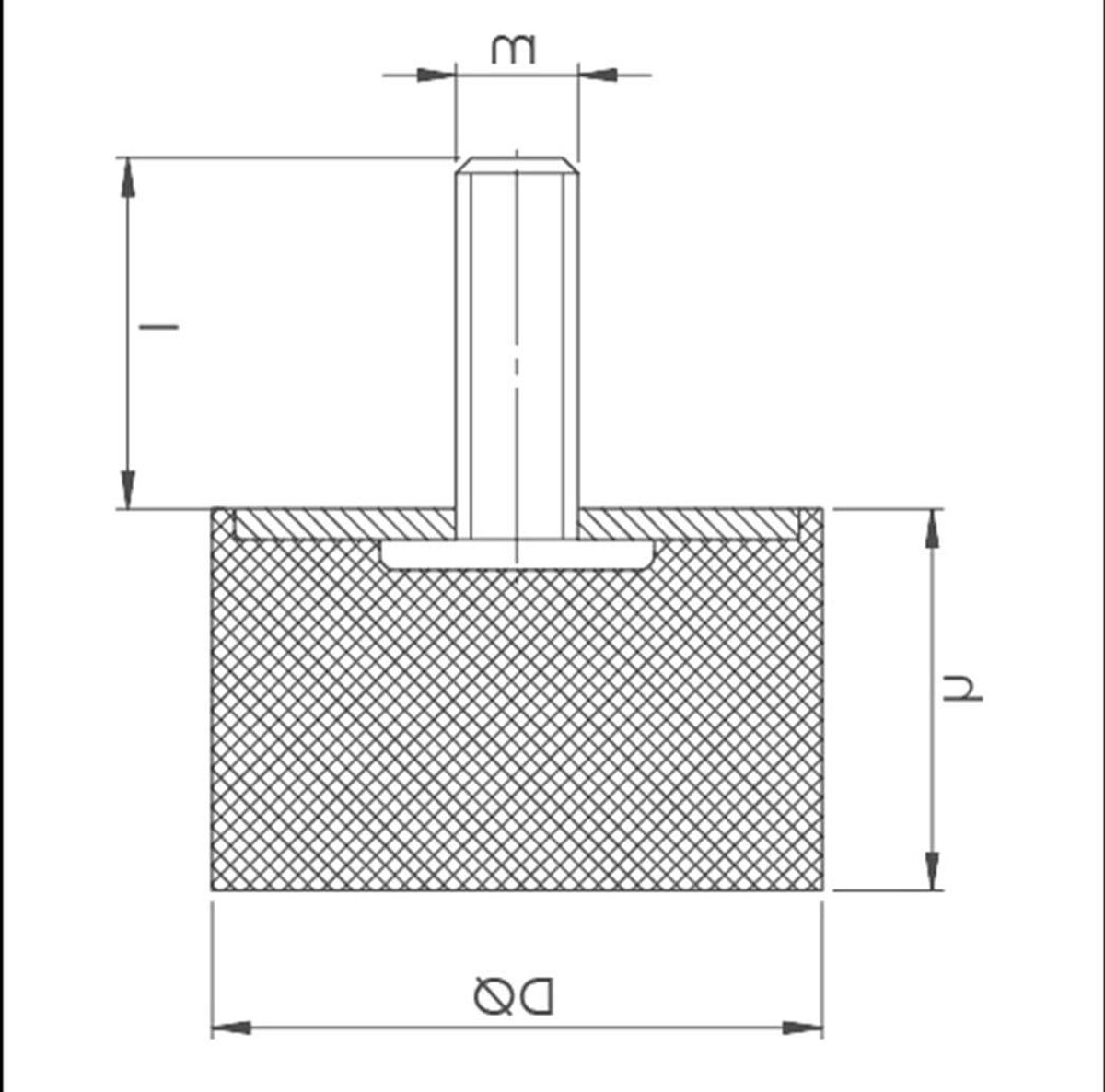 Machinevoet Rubber Metaal - Trillingsdemper Apparaat - Trillingen Verminderen - Europese Kwaliteit - 70 x 45 mm - Zwart