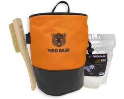 BEAR GRIP Premium krijtzak bundelpakket voor rotsklimmen met heupgordel, krijtbal en borstel. (Oranje)