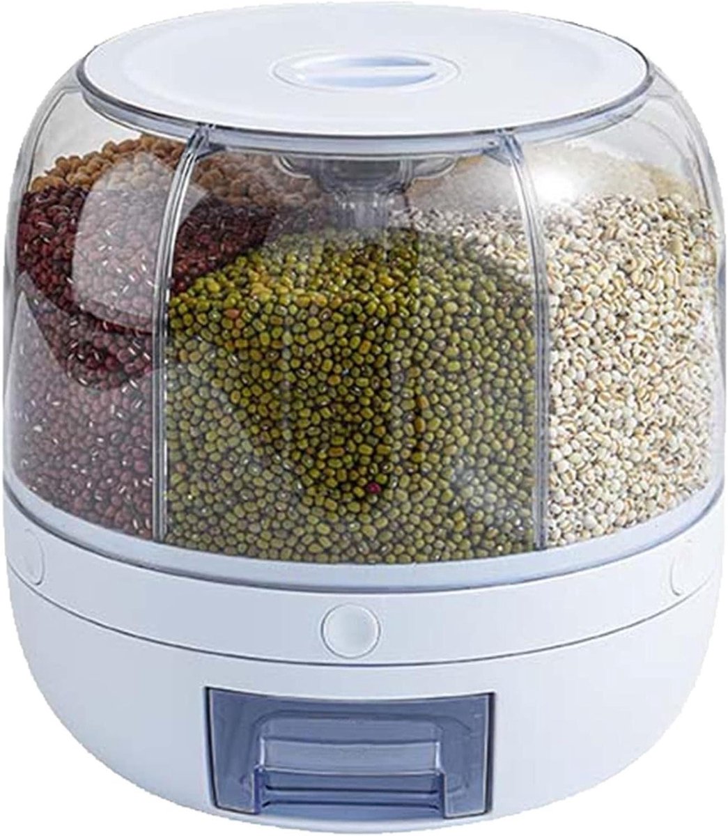 Graan Dispenser - Opslag Container - Keuken Organisatie - 360° Roterend - 5 Liter - Transparant