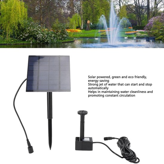 Zonne Waterpomp - Fontein Pomp - Tuin Verfraaien - Geen Batterijen Nodig - 150 cm Hoogte - Zwart — afbeelding 3