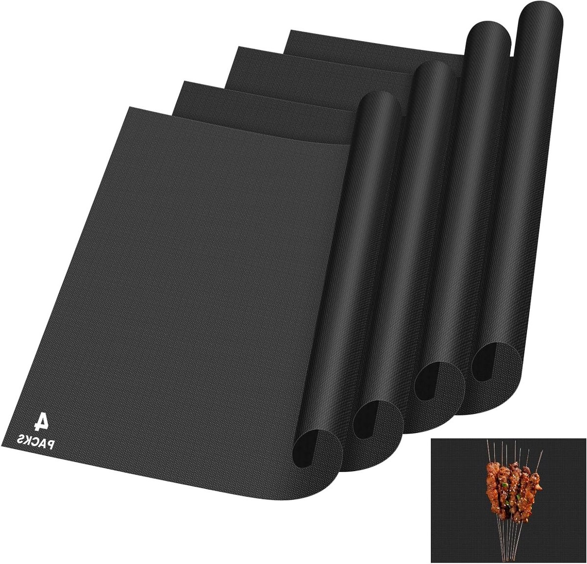 Ovenliners 40cm x 50cm - 4 Stuks Herbruikbare Teflon Bakmatten voor Gasfornuis, Elektrische Grill en Conventionele Ovens, BPA-vrij en Antikleef