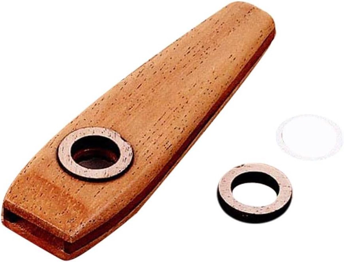 Houten Kazoo - Mondharmonica - Muziek Maken - Hout & Metaal - 10 cm - Houtkleur