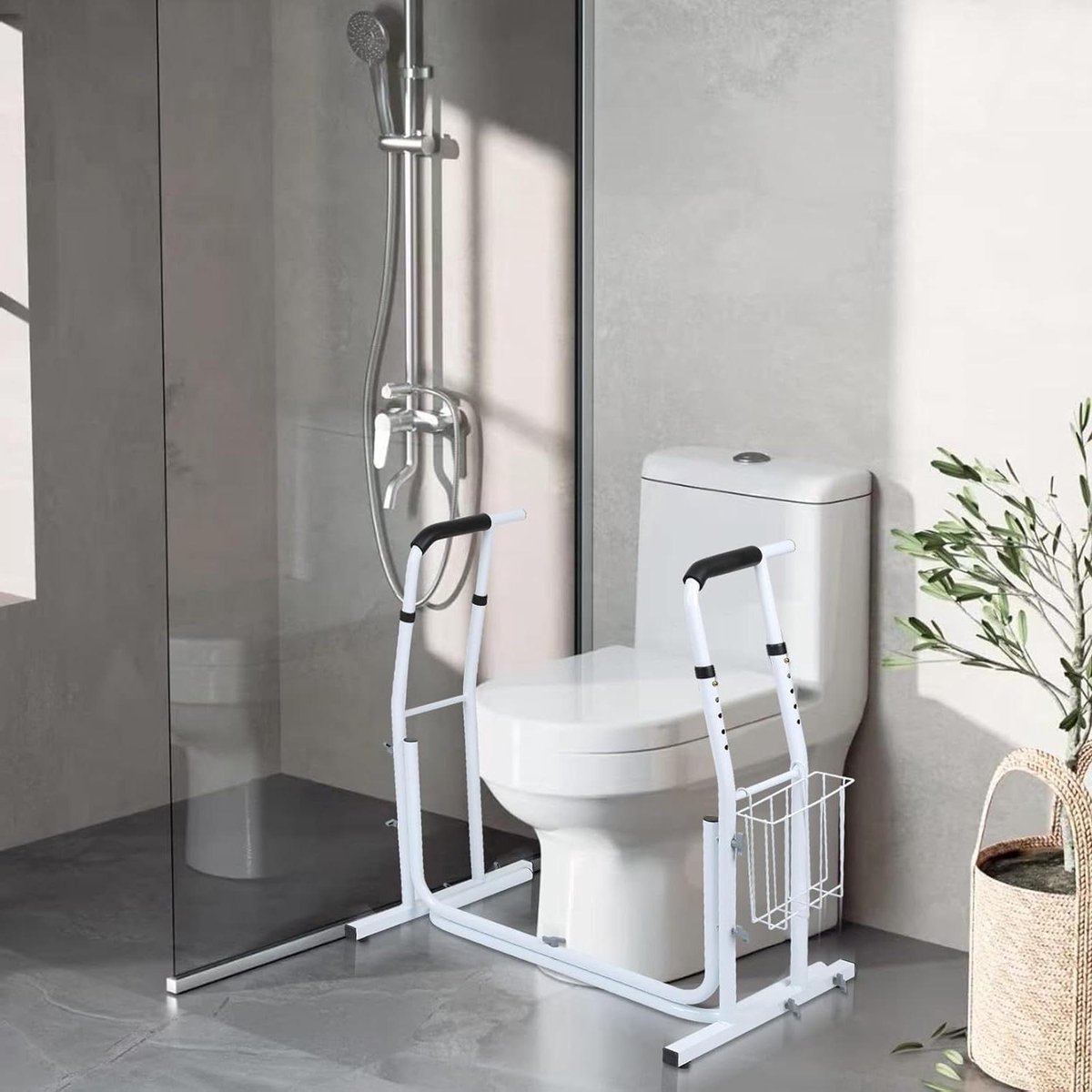 Toilet opstahulp - Toiletsteunframe Senioren - Veilig Toiletgebruik - Antislip Armleuningen - Max 136 kg - Wit