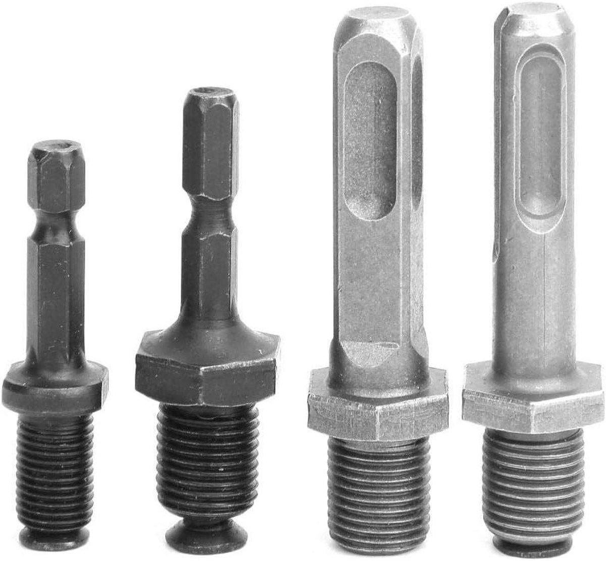 Boor Chuck Adapter Set - Boorhouder Connector - Gereedschap Conversie - Vierkante Zeskant Ronde Schacht - 4 Stuks - Metaal
