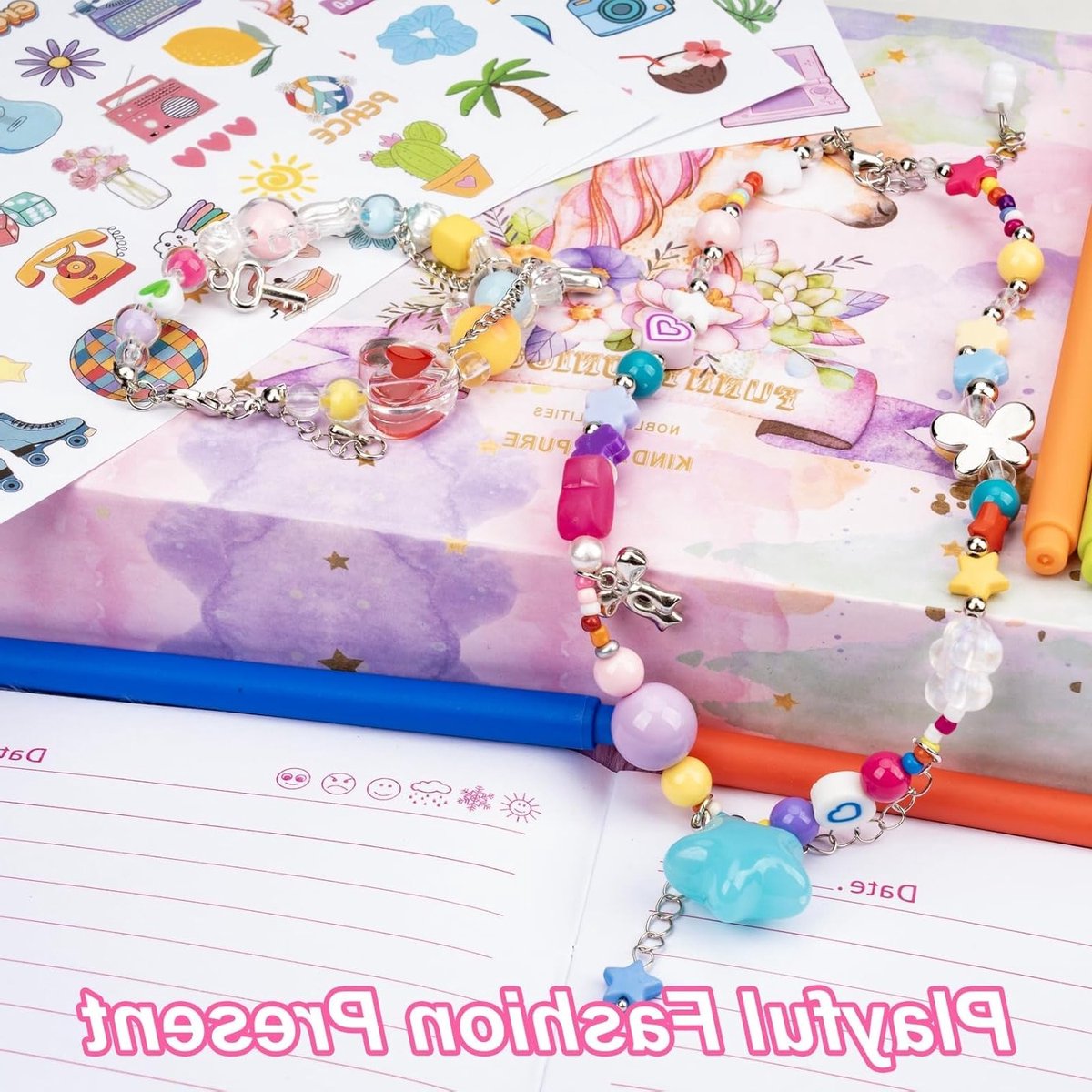 Schattige Dagboek Set voor Meisjes met Slot, Pluche Notitieboek, Sleutels, Pen, Stickers en Sieraden, Perfect Cadeau voor Kinderen van 6 tot 10 Jaar