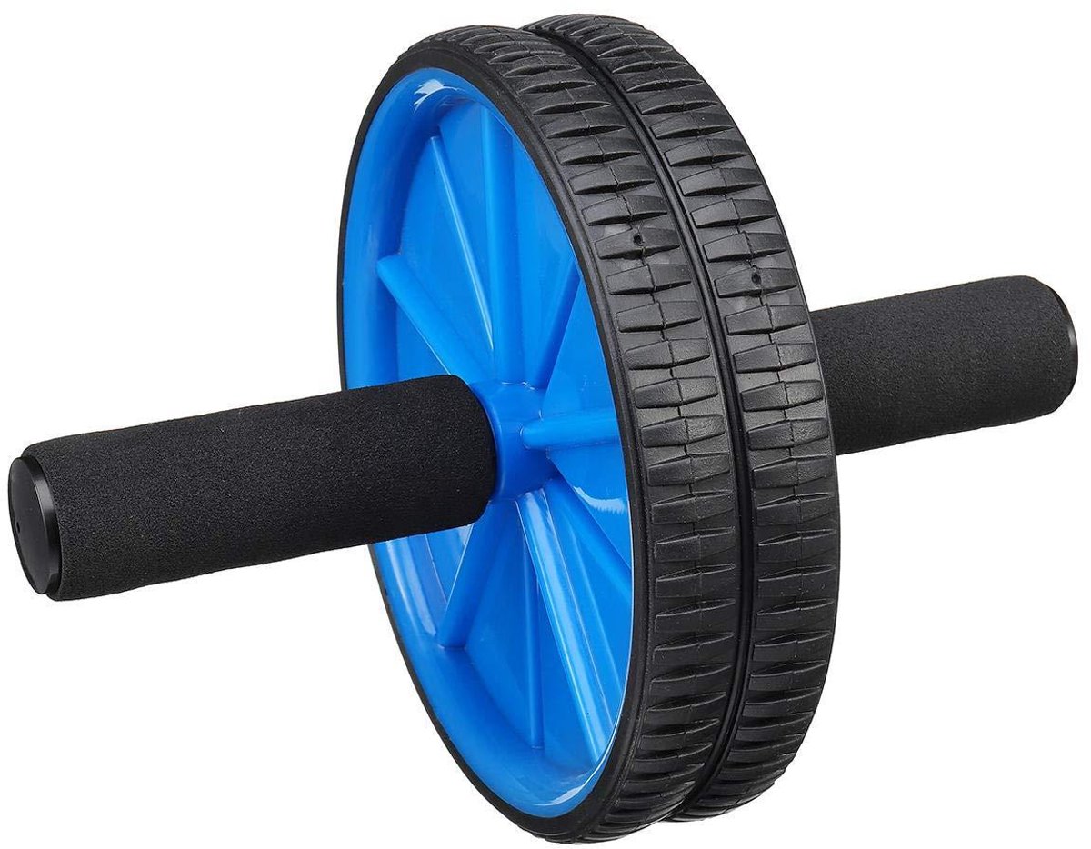 Abdominale Wiel - Buikspierroller Fitnesswiel - Core Training - Dubbele Wielen - 25 x 18 cm - Blauw