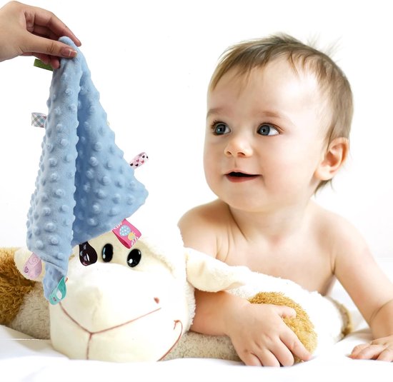 Baby Pluche Deken - Knuffeldeken Baby - Baby Comfort - Zachte Fleece Voering - 34x34cm - Blauw — afbeelding 4
