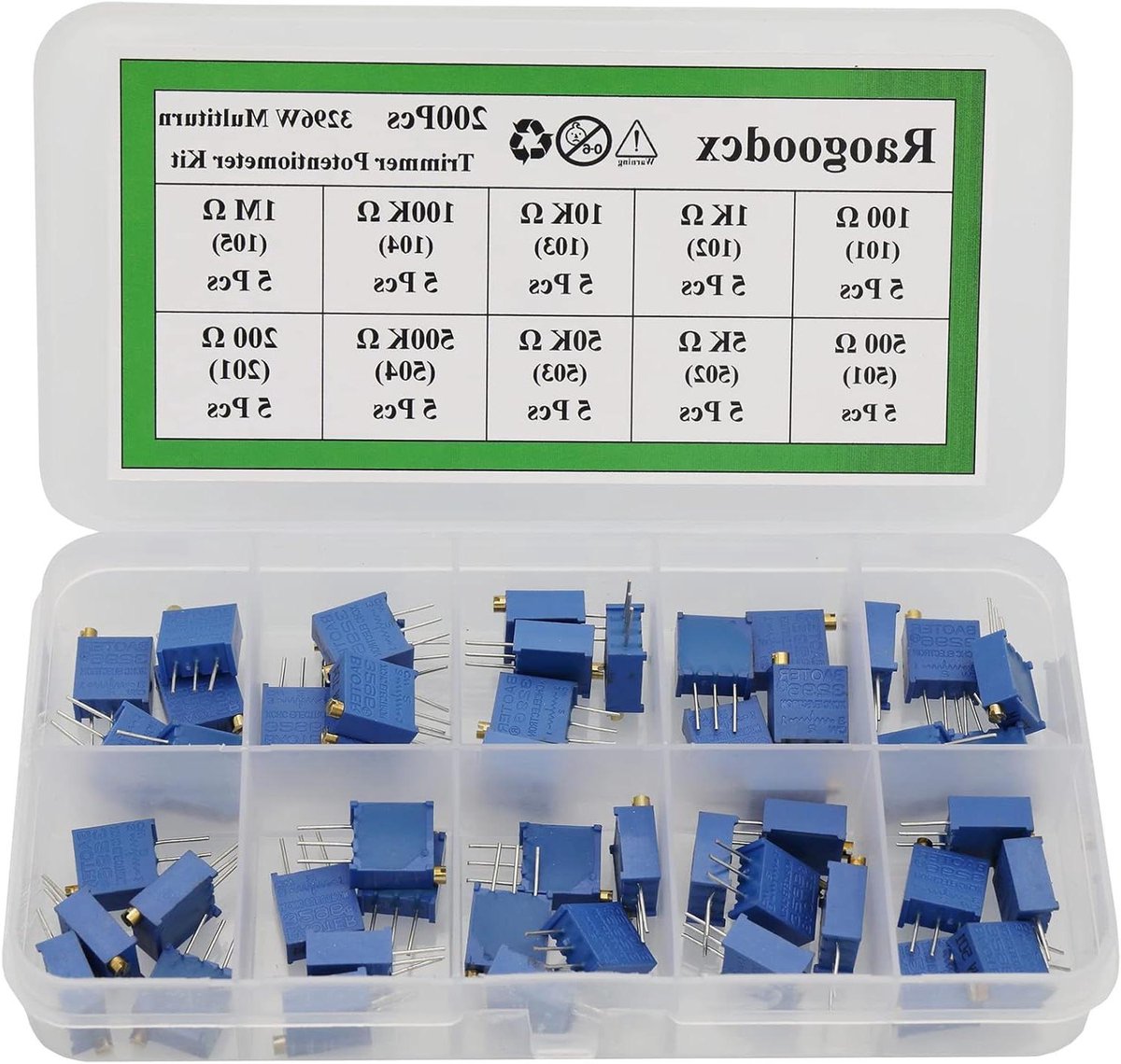 Trimmer Potentiometer Kit - Variable Weerstand Assortiment - Elektronica Reparatie - Multiturn Precisie - 50 Stuks - Niet Van Toepassing