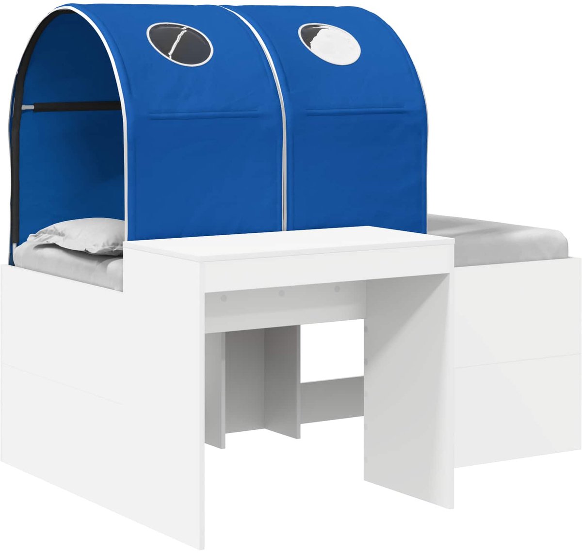vidaXL Bed - met - Tunnel - 3 - st - Wit - en - Blauw - Bewerkt - hout Wit en blauw