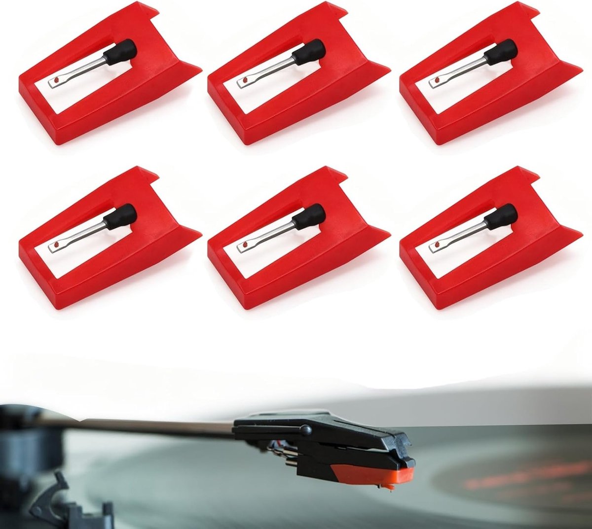 Set van 6 draaitafelnaalden, hoogwaardige pickups voor optimale geluidskwaliteit en prestaties