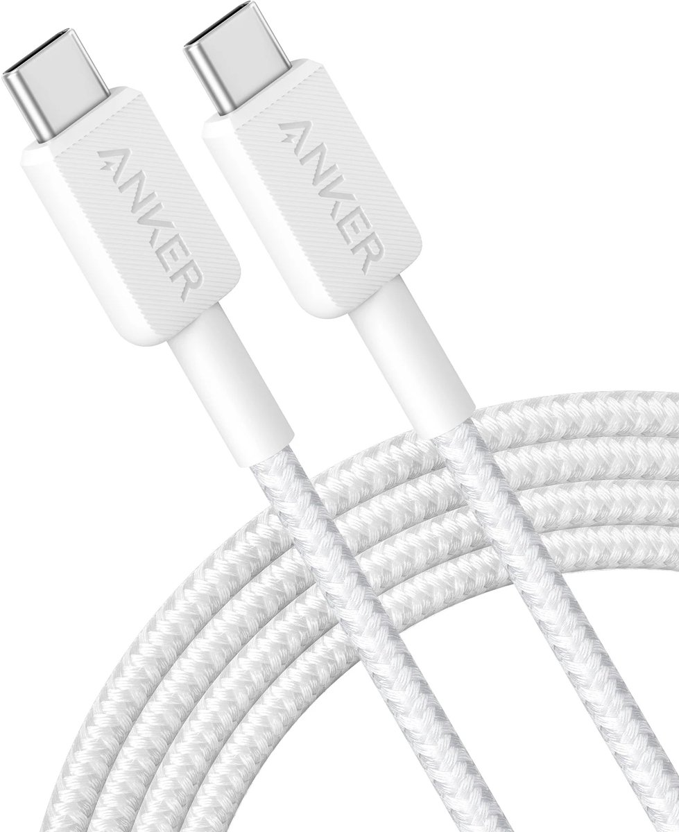 Anker 322 Gevlochten MFi USB-C naar Apple Lightning Kabel 1.8M Wit