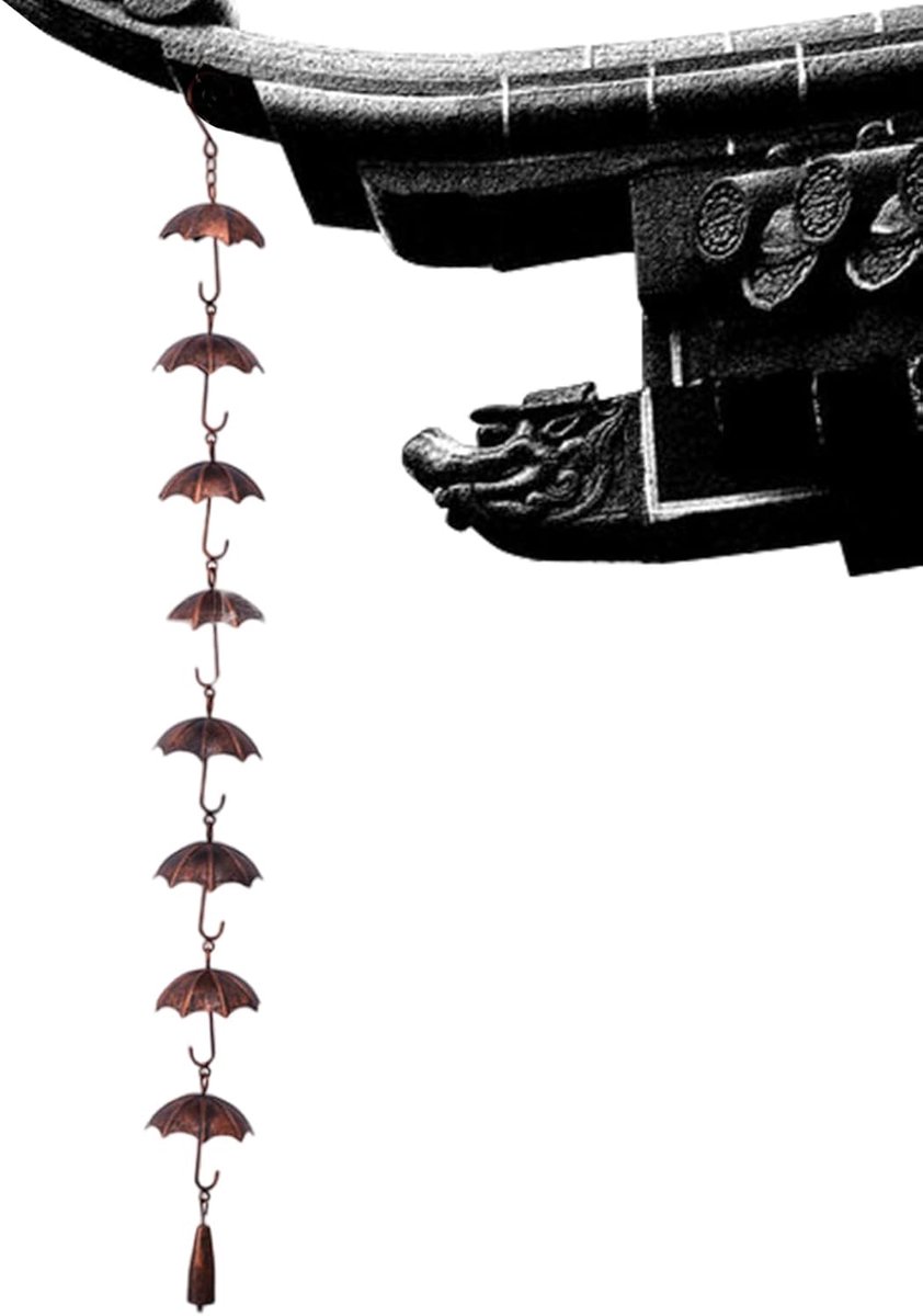 Metalen Regenketten - Decoratieve Regenwaterketting Met Schermvorm Voor Dakgoten - 100 Cm - 1 Stuk - Zilverkleurig