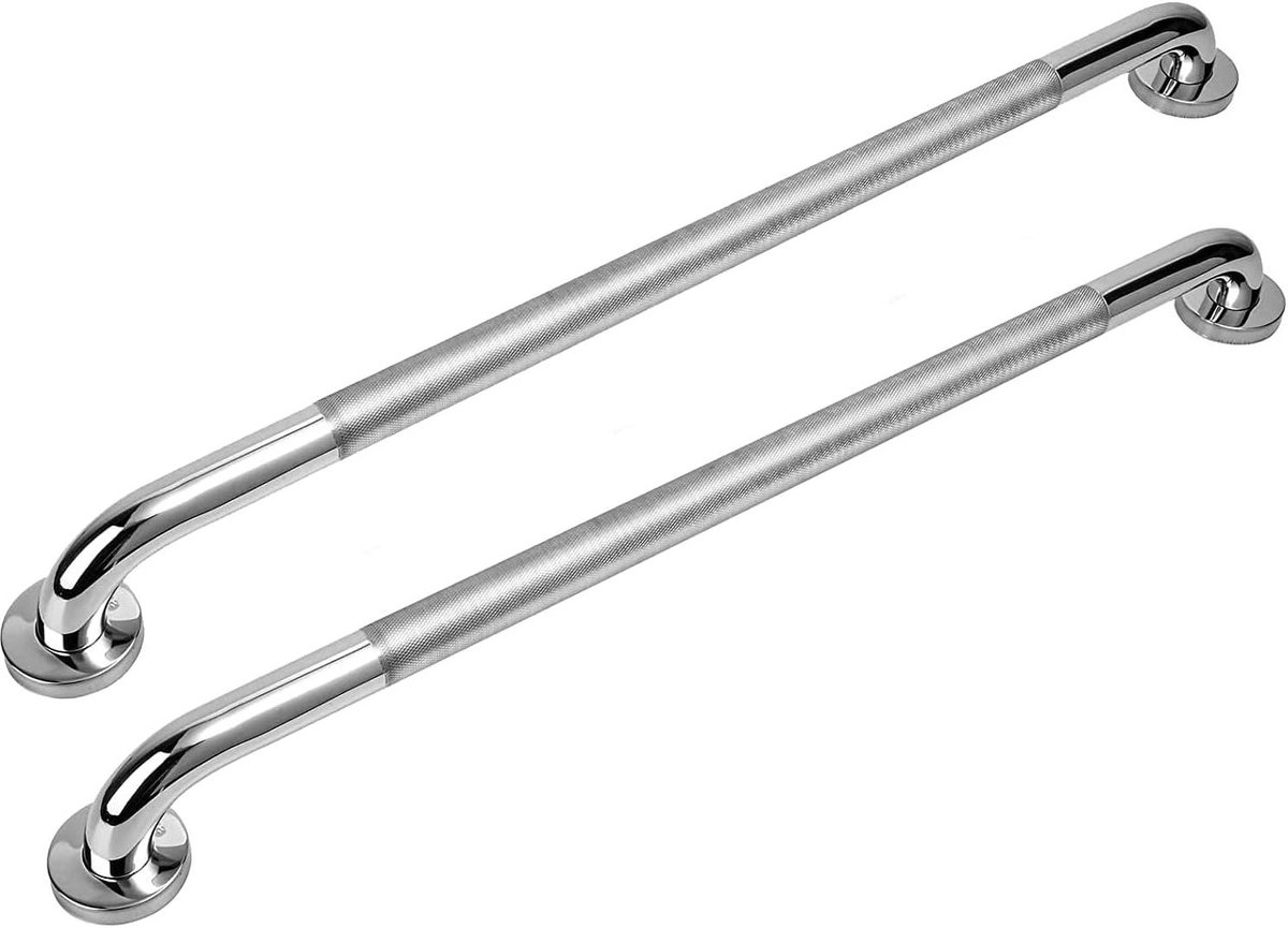 Douche Grab Bar - Veiligheidshandvat Badkamer - Voorkomen van vallen - Antislip gekarteld oppervlak - 80 cm lengte - Zilver