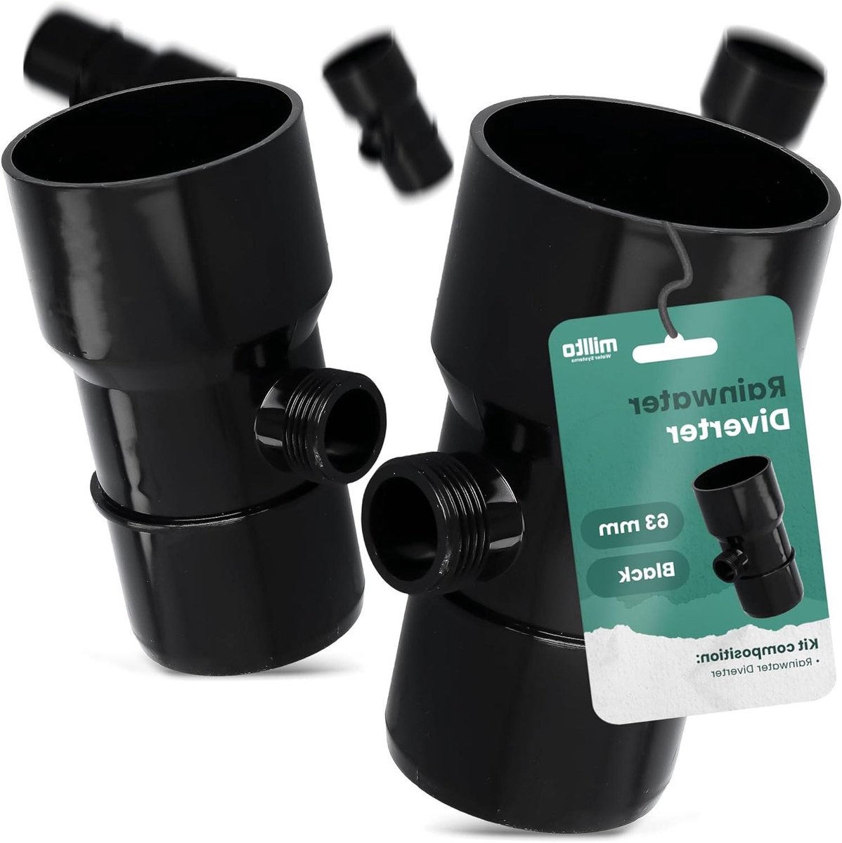 Regenverzamelaar - Regendief Dakgoot - Regenwater Opvangen - Solide Constructie - DN Ø63 mm - Zwart