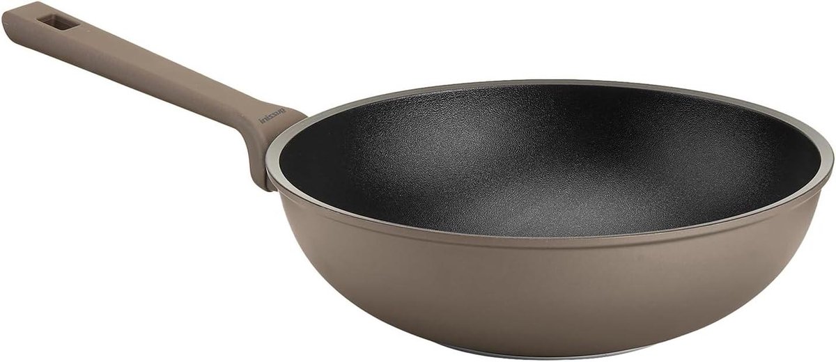 Wok Pan - Roerbakpan Wok - Gerechten Bereiden - Krasbestendige Antiaanbaklaag - Ø28 cm - Brons