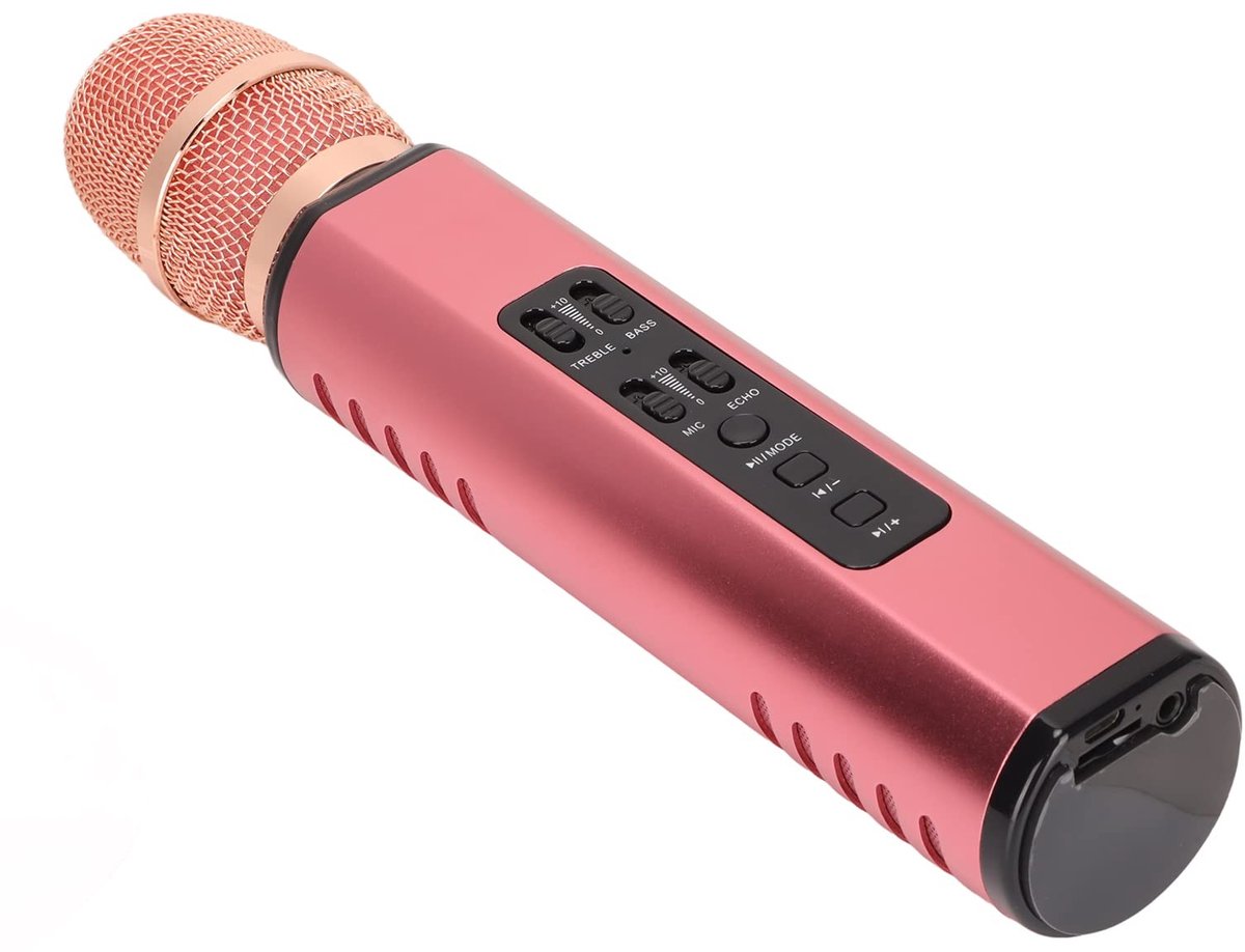 Allecto - Draadloze Microfoon - Bluetooth-handmicrofoon - Perfect voor Karaoke - Roze - Microfoonluidspreker - Geschikt voor Pc-smartphones