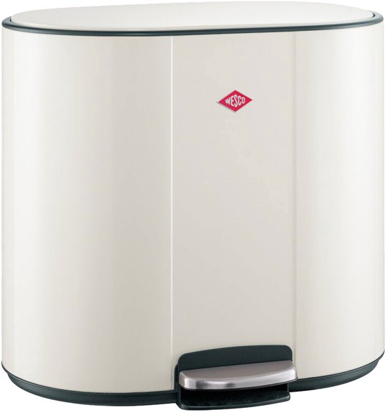 WESCO Multicollector 2 Prullenbak Afvalscheiding (2x25 Liter) | 50 Liter | Metaal - Mat zand | Duo Pedaalemmer met Soft Close en Geurfilter