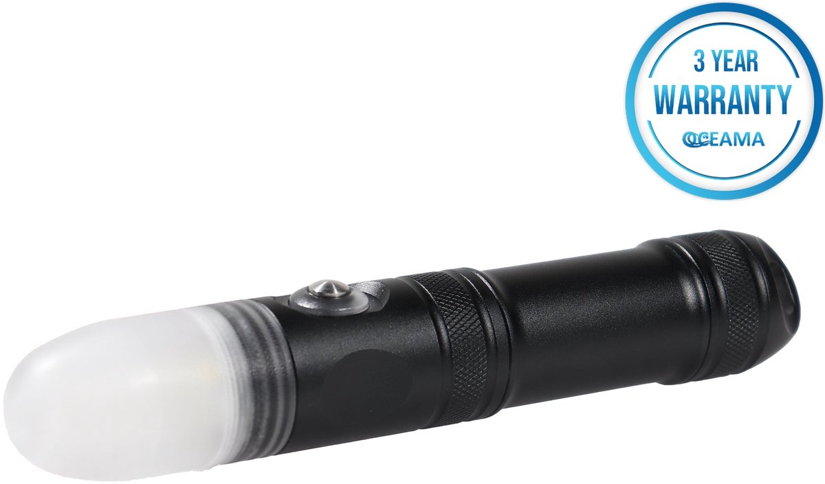 Oceama Flash - Duiklamp - Zaklamp voor onderwater - Signaalflitser - Videolamp - 4000 Lumen - Zwart